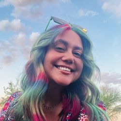 Amazing rainbow, mermaid hair! Love it!