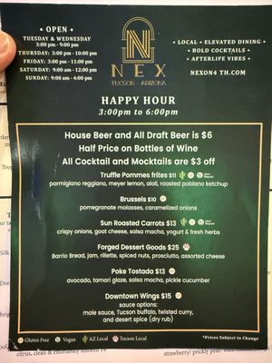 Menu photo 3 Nex Tucson, AZ