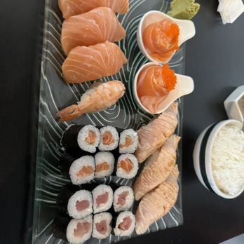 One Piece Sushi - Salmon Cup Cake ( 2 pieces ) Smoke Salmon Nigiri (1pc) Sake Nigiri (1pc) Ebi Nigiri (1pc) Sake Maki (6pc) Tekka Maki (6pc) - Japanese Near Me - Millbrae, California