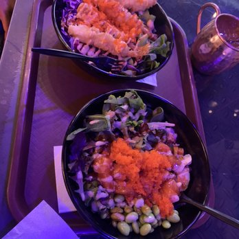Poke Burri Battery - Top: Shrimp Tempura Bowl with cabbage and spring mix $12.50 Bottom: Salmon Bowl with spring mix, avocado, edamame $12.50 - Sushi Bars Near Me - Atlanta, Georgia Poke Burri Battery - Top: Shrimp Tempura Bowl with cabbage and spring mix $12.50 Bottom: Salmon Bowl with spring mix, avocado, edamame $12.50 - Sushi Bars Near Me - Atlanta, Georgia