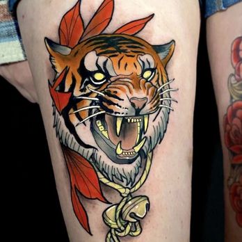 Old Crescent Tattoo Studio - Tiger by Justin Carpenter - Tattoo Near Me - Concord, North Carolina