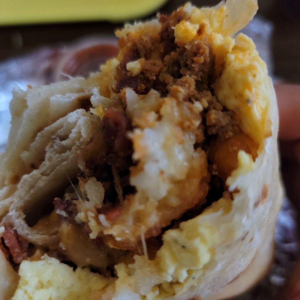 Morning Kick - 3 meat burrito - Breakfast & Brunch Near Me - Gilbert, Arizona Morning Kick - 3 meat burrito - Breakfast & Brunch Near Me - Gilbert, Arizona