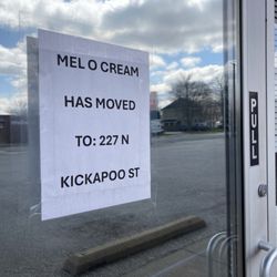 Mel-O-Cream Donuts & Craft Coffee - Sign at old location showing new address