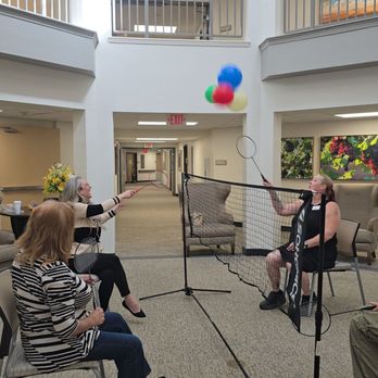 Solstice Senior Living - Staff joins in to play balloon volleyball with residents - Retirement Homes Near Me - Grapevine, Texas Solstice Senior Living - Staff joins in to play balloon volleyball with residents - Retirement Homes Near Me - Grapevine, Texas