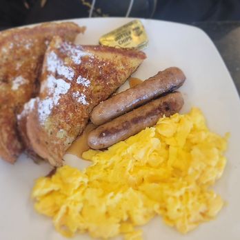 Rose Cafe and Bakery - Kids frech toast and scrambled eggs and sausage - Coffee & Tea Near Me - Granada Hills, California