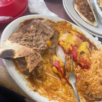 Blanco Cafe - Overly cheese cold enchiladas - Mexican Near Me - San Antonio, Texas