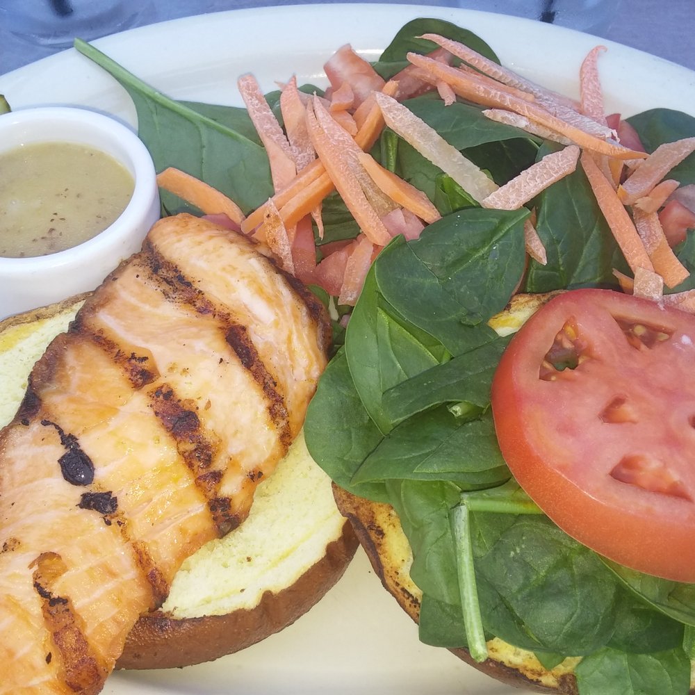 Simone's Bar - Salmon sandwich with side salad in place of fries. My favorite sandwich anywhere! - Lounges Near Me - Chicago, Illinois Simone's Bar - Salmon sandwich with side salad in place of fries. My favorite sandwich anywhere! - Lounges Near Me - Chicago, Illinois