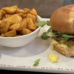 Breakfast sandwich with potatoes