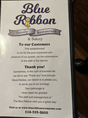 Menu photo 1 Blue Ribbon Restaurant & Bakery Schenectady, NY Menu photo 1 Blue Ribbon Restaurant & Bakery Schenectady, NY