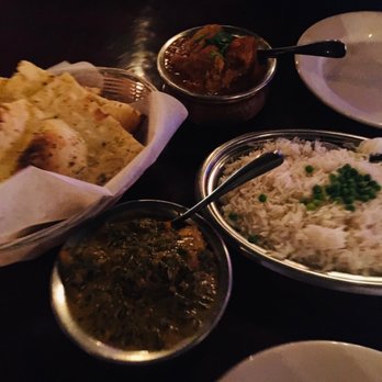 Namaste Savannah - Dinner for two: Garlic naan, chicken curry, chicken saag, side of vegetables, rice - Indian Near Me - Savannah, Georgia