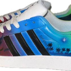 Mr Hoodbrush - Custom Airbrushed adidas superstars by Shane Hoodbrush. Back to School event at WSS in Inglewood July 2025