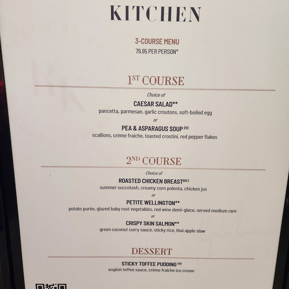 Ramsay's Kitchen - 3-course menu as of 8.29.25 - New American Near Me - Las Vegas, Nevada
