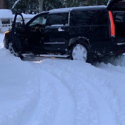 Bell Towncars - Beautiful Escalade that saved me in the snow storm today! Look at my driveway! Thank you for the amazing car service Victor!