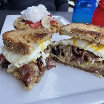 The Pan - The Pastrami and Egg Sandwich & Strawberry/Banana Waffle - Pizza Near Me - Gardena, California The Pan - The Pastrami and Egg Sandwich & Strawberry/Banana Waffle - Pizza Near Me - Gardena, California