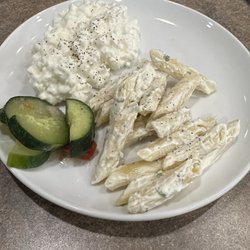 Eat'n Park - Cucumbers, cottage cheese, pasta salad