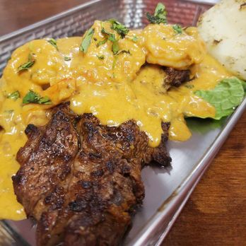 La Tia Rosa - Rib eye steak with shrimp in creamy sauce - Peruvian Near Me - Mamaroneck, New York