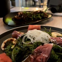 Taberna Medalla - Prosciutto and Watermelon Salad + Pupillo in the background
