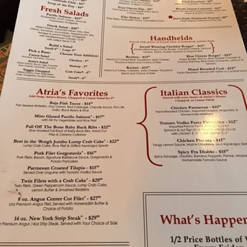 Atria's - Menu - New American Near Me - Murrysville, Pennsylvania