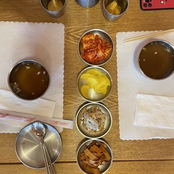 Roll House - Complimentary banchans, tea, soup appetizer - Korean Near Me - Santa Clara, California Roll House - Complimentary banchans, tea, soup appetizer - Korean Near Me - Santa Clara, California