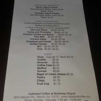 Cathedral Coffee - Menu - Cafes Near Me - Macon, Georgia