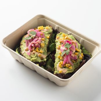 Just Salad - Avo Blast Toast: Spicy Avocado Mash, Charred Corn, Pickled Red Onions, Smoky Poblano Ranch - Salad Near Me - Gainesville, Florida