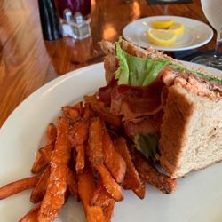 Grits Cafe - BLT with Salmon and sweet potato fries.