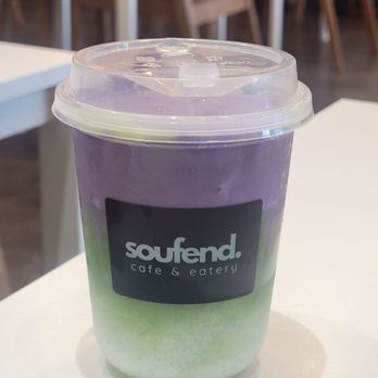 Soufend Cafe & Eatery - Matcha latte + ube foam - Cafes Near Me - Seattle, Washington