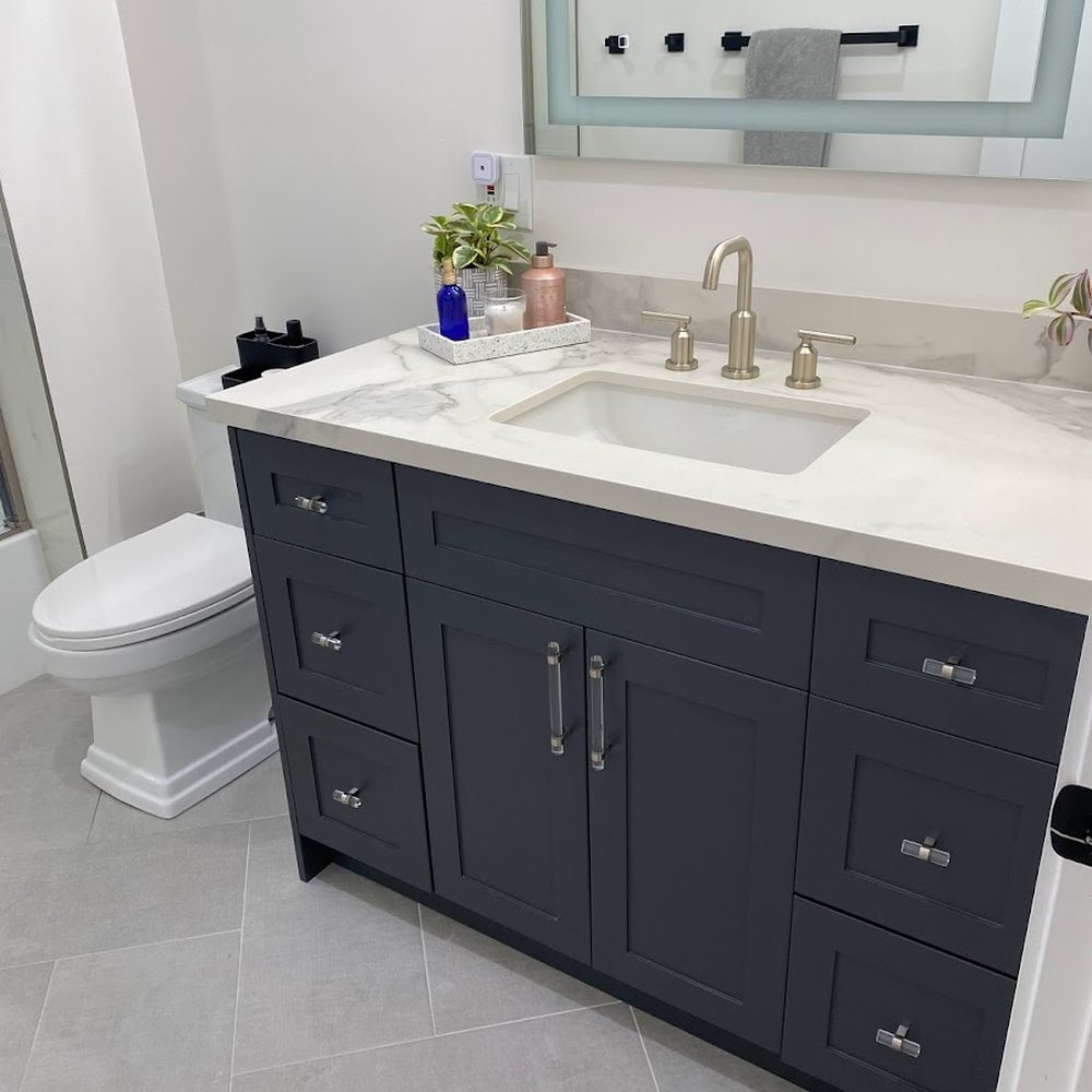 Grand Forest Cabinetry - Custom bathroom vanity (Shadow color - same as my kitchen island). - Cabinetry Near Me - Union City, California