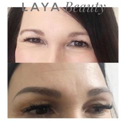 LAYA Beauty - *HEALED* Microblading + Shading! Above picture is clients brows before and bottom picture is healed after touch up!