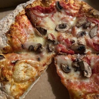 Caliente Pizza & Drafthouse - A small cold mushroom pizza - Pizza Near Me - Pittsburgh, Pennsylvania