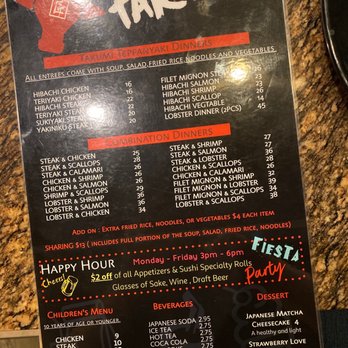 Takumi Restaurant - The menu. - Sushi Bars Near Me - Albuquerque, New Mexico