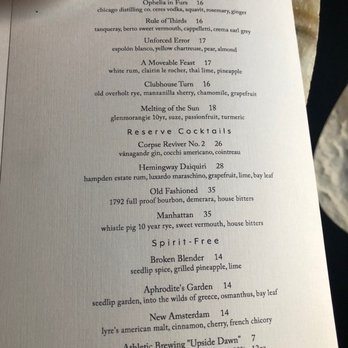 Boka - Cocktail menu - New American Near Me - Chicago, Illinois