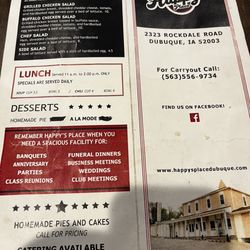 Happy's Place - Menu cover