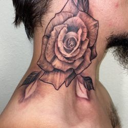 Sacrificial Needle Tattoo & Piercing - Rose tattoo neck tattoo