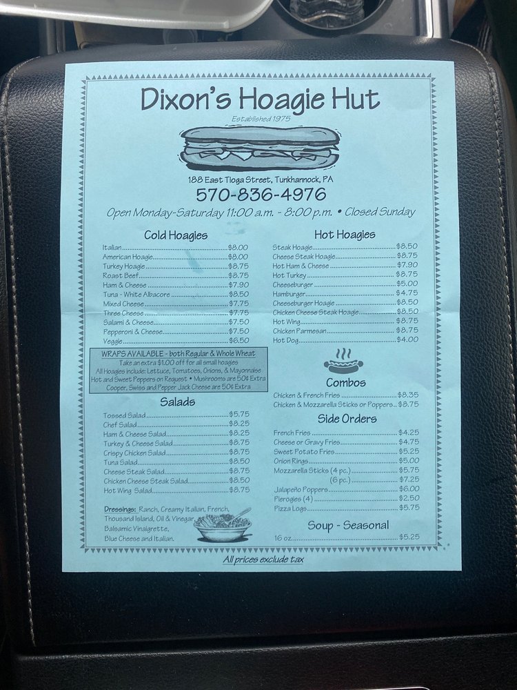 DIXON’S HOAGIE HUT Updated September 2024 24 Reviews 188 East