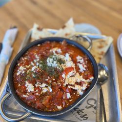 Goddess and the Baker, Corners of Brookfield, WI - Shakshuka Dish with naan