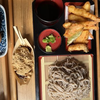 Sobakatsu - Zenzaru soba with shrimp tempura and a side of warabimochi. - Japanese Near Me - San Francisco, California Sobakatsu - Zenzaru soba with shrimp tempura and a side of warabimochi. - Japanese Near Me - San Francisco, California