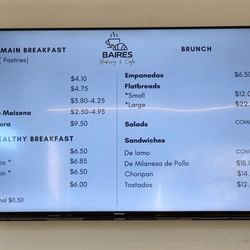 Baires Bakery & Cafe - Menu on the TV screen!