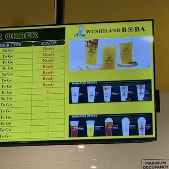 Wushiland Boba - Digital display for your order - Bubble Tea Near Me - Fremont, California