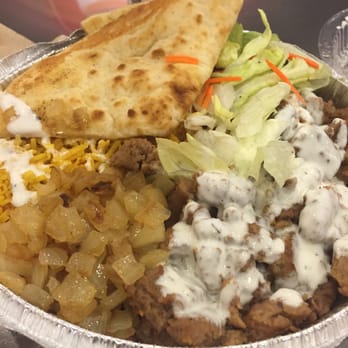 Juicy Platters - Hackensack - Gyro platter with white sauce added :) - Halal Near Me - Hackensack, New Jersey Juicy Platters - Hackensack - Gyro platter with white sauce added :) - Halal Near Me - Hackensack, New Jersey