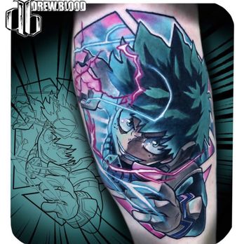 Crooked Crows Tattoo - Deku done by Drew Blood - Tattoo Near Me - San Antonio, Texas