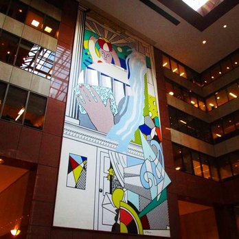 AXA Equitable Center - Mural with Blue Brushstroke, by Roy Lichtenstein - Landmarks & Historical Buildings Near Me - New York, New York AXA Equitable Center - Mural with Blue Brushstroke, by Roy Lichtenstein - Landmarks & Historical Buildings Near Me - New York, New York