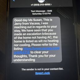 Vacasa text message to customer Vacasa text message to customer