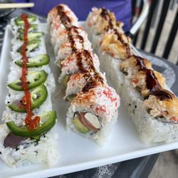 Ronin Sushi - Left to right: Baja Special Roll, Rising Sun Special Roll, BSCR Special Roll