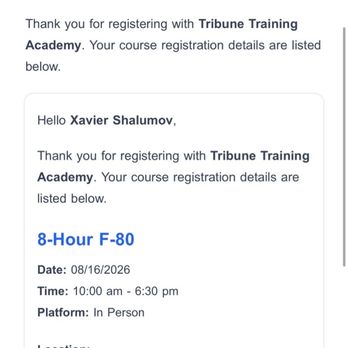 Tribune Training Academy - Proof I attended the course - Vocational & Technical School Near Me - Queens, New York