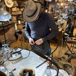 Virginia City Hat Maker - Pioneer Emporium - Final touches