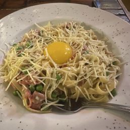 Duck egg carbanara