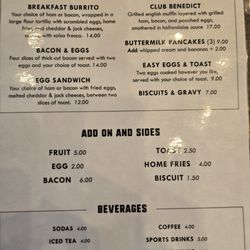 Hunter Ranch - Breakfast menu