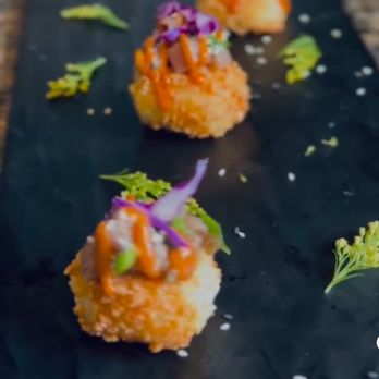 BiteSize Kitchen - Crisped rice cake layered with marinated tuna poke, brightened with fresh dill. Clean flavors. Crisp texture. - Personal Chefs Near Me