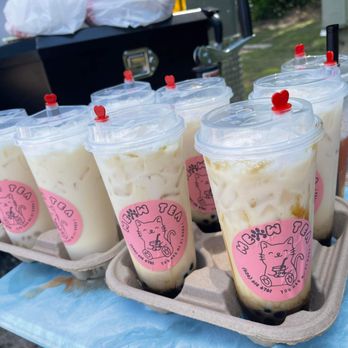 Meow Tea - a tray of iced teas - Bubble Tea Near Me - Florence, South Carolina